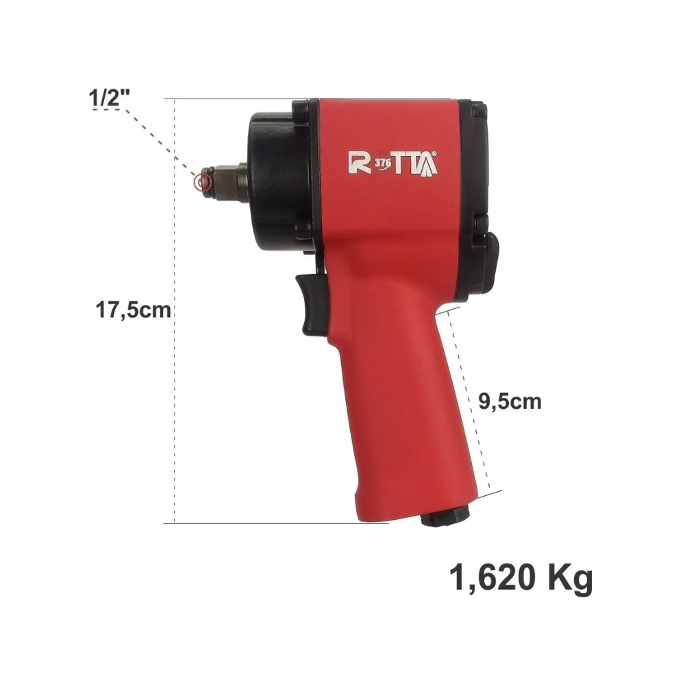 Chave de Impacto Pneumática 1/2" 76 Kgf.m - Rotta376